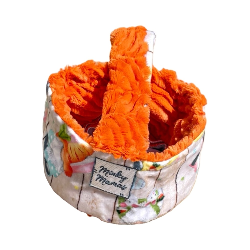 Minky Mamas Orange Multi-color Plush Gnome Easter Tote Bag 8x5